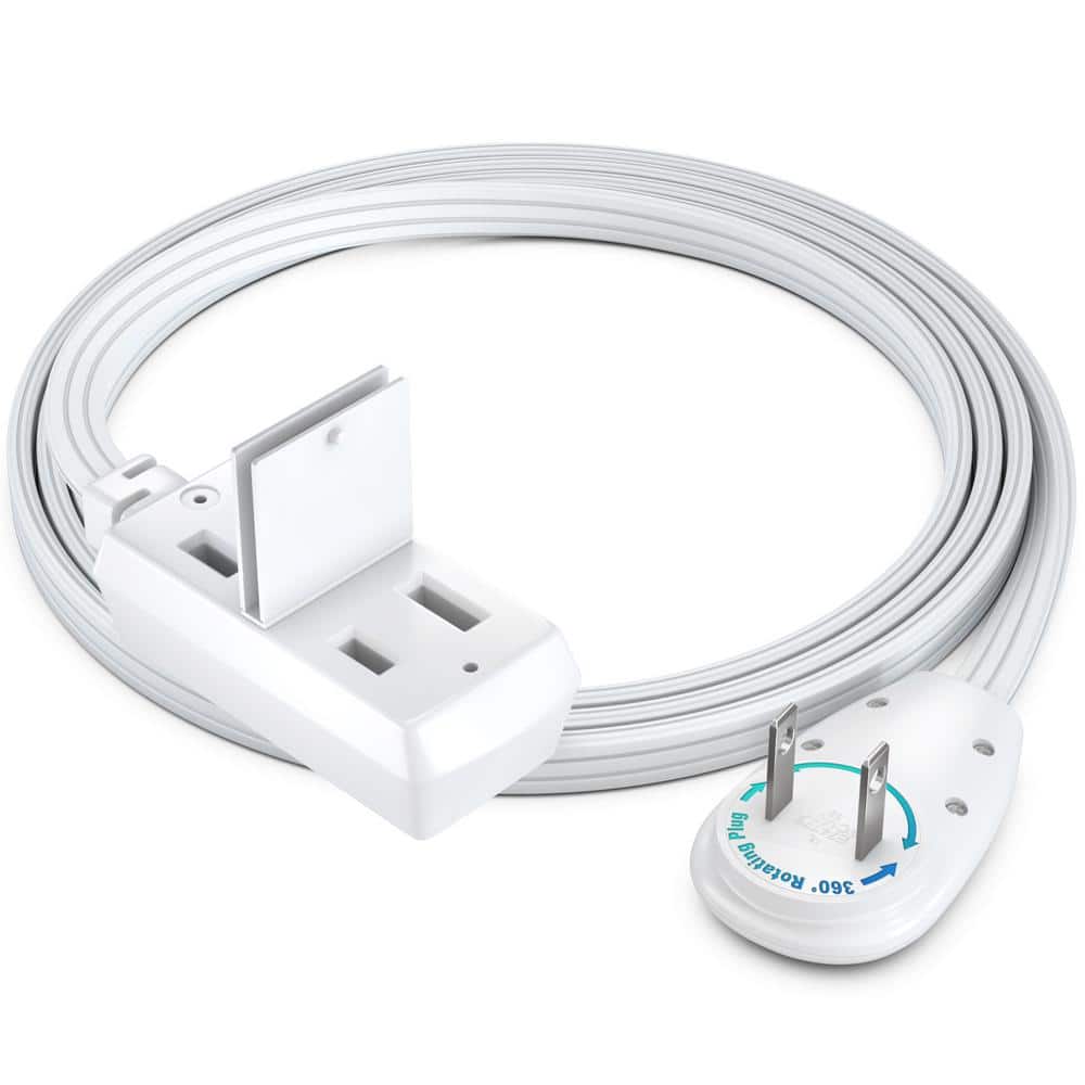 4 ft. 16/2 Light Duty Indoor Extension Cord 360° Rotating Flat Plug 2-Prong Flat Wire with Cover, White price history on PriceWatchPro