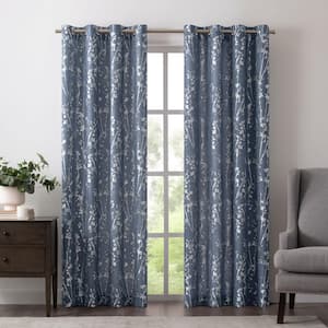 Meadow Polyester Lined Grommet Top Panel in Cobalt - 50 in. W x 63 in. L