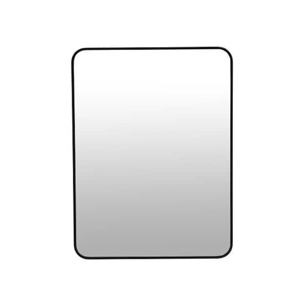 FUNKOL 24 in. W x 32 in. H Large Rectangular Aluminum Alloy Framed Wall-Mounted Bathroom Vanity Mirror In Black Framed