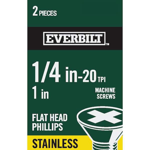 Everbilt 1/4 in.-20 x 1 in. Phillips Flat Head Stainless Steel Machine Screw (2-Pack)