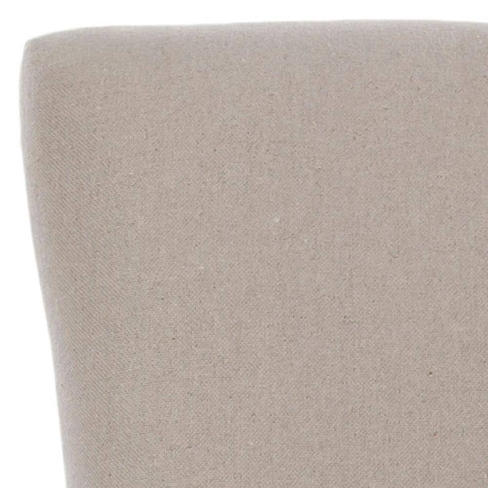 Beige Linen Upholstered Parsons Side Chair with Espresso Wood Legs