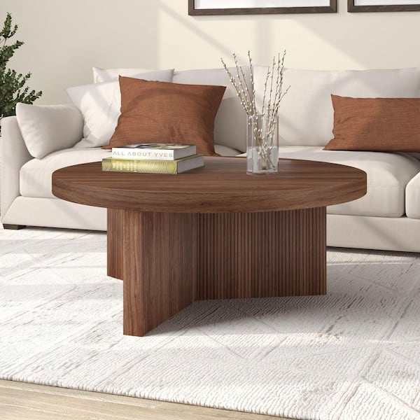 北欧ヴィンテージ家具★HOLM　COFFEE　TABLE Meyer&Cross Holm 36 in. Satin Walnut Round MDF Top Coffee Table