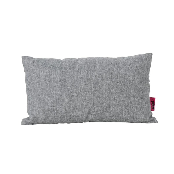 Noble House Kaffe Grey Solid Polyester 18.5 in. x 11.5 in. Outdoor Patio Throw Pillow