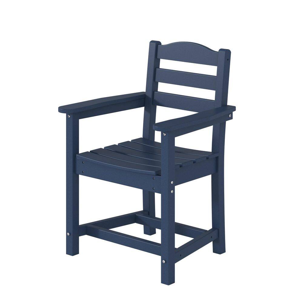 Modern HDPE Outdoor Dining Chair Set of 8 in Navy blue, Sturdy All-Weather UV-Resistant Patio Chairs with Armrests price history on PriceWatchPro