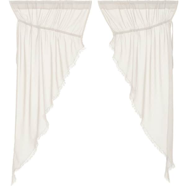 Tobacco Cloth Antique White Cotton 36 in. W x 63 in. L Sheer Rod Pocket Prairie Window Panel Pair