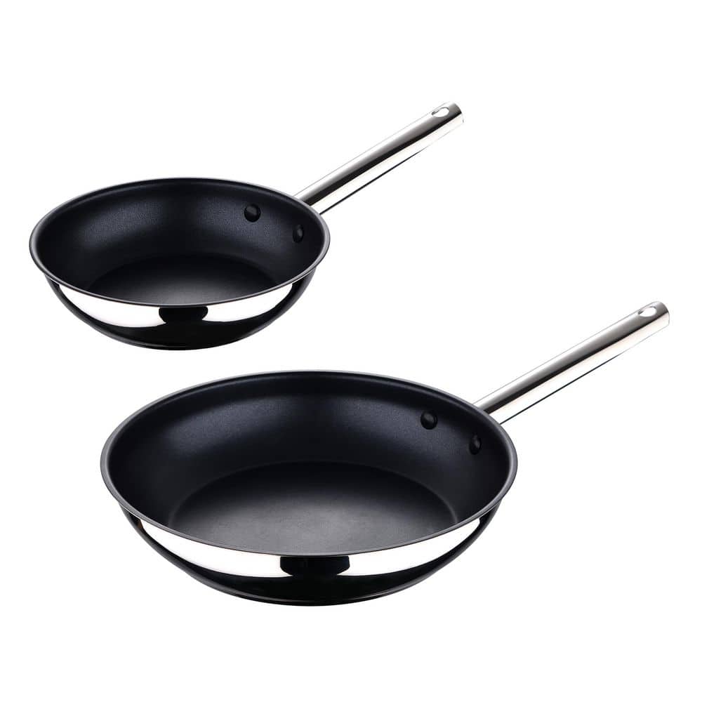 BERGNER 2-Piece Stainless Steel Non-Stick Frying Pans Set BGUS10101STS -  The Home Depot