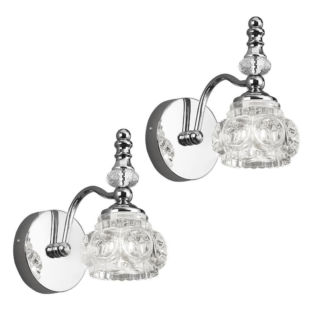 4.13 in. 1-Light Chrome Vanity Light Clear Glass For Bathroom Mirror Bedroom Hallway Farmhouse(2 Pack) price history on PriceWatchPro
