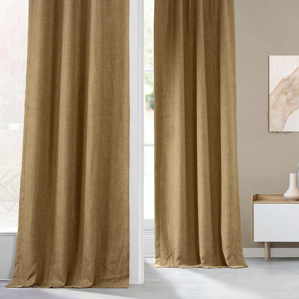 Butterscotch Faux Linen Blackout Puddle Length Window Panel