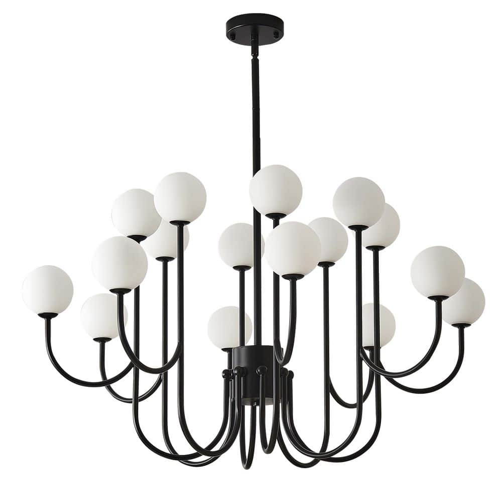 16 Light Black Sputnik Chandelier Mid Century Modern Light Fixture with Milk Glass Globe Shade for Dining Room price history on PriceWatchPro