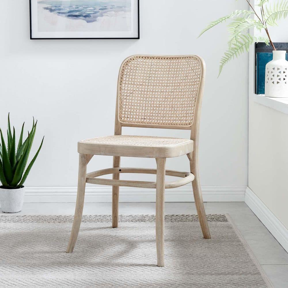 Winona Gray Elm Wood and Cane Side Chair