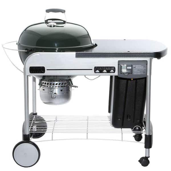 Weber 22 in. Performer Deluxe Charcoal Grill in Green with Built-In  Thermometer and Digital Timer 15507001 - The Home Depot