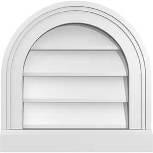 14 in. x 14 in. Round Top White PVC Paintable Gable Louver Vent Non-Functional