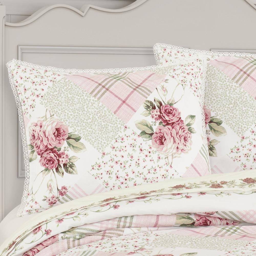 Queen Rose Cotton Patchwork Comforter Set