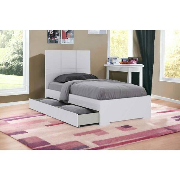 HomeRoots White Composite Frame Twin Panel Bed