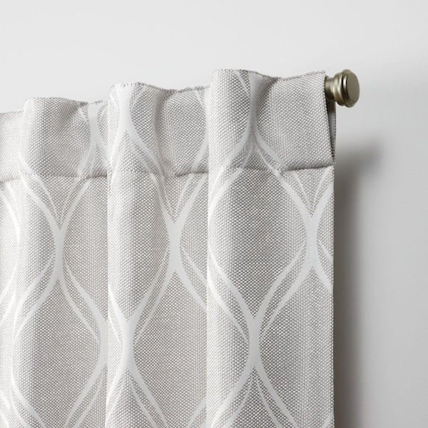 Circuit Dove Grey Ogee Woven Room Darkening Hidden Tab / Rod Pocket Curtain, 52 in. W x 96 in. L (Set of 2)