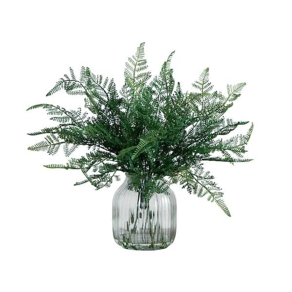 17 in. Artificial Forest Fern Arrangement in Glass Vase