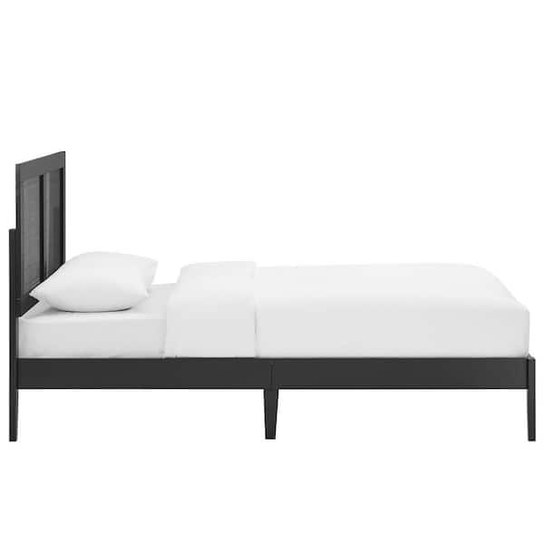 Sirocco Rattan and Wood Twin Platform Bed in Black