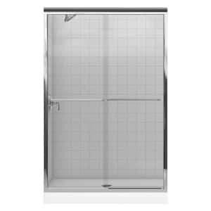 Fluence 43 in. x 70 in. Semi-Frameless Sliding Shower Door in Bright Polished Silver with Handle