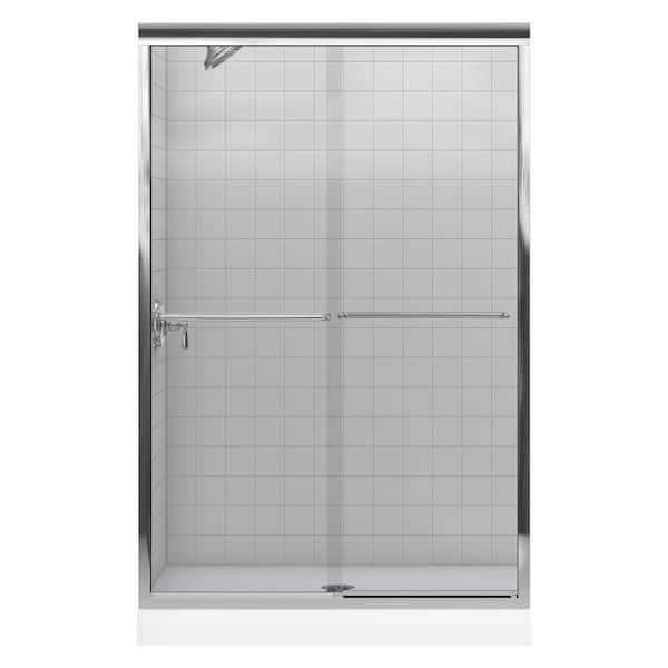KOHLER Fluence 43 in. x 70 in. Semi-Frameless Sliding Shower Door in Bright Polished Silver with Handle