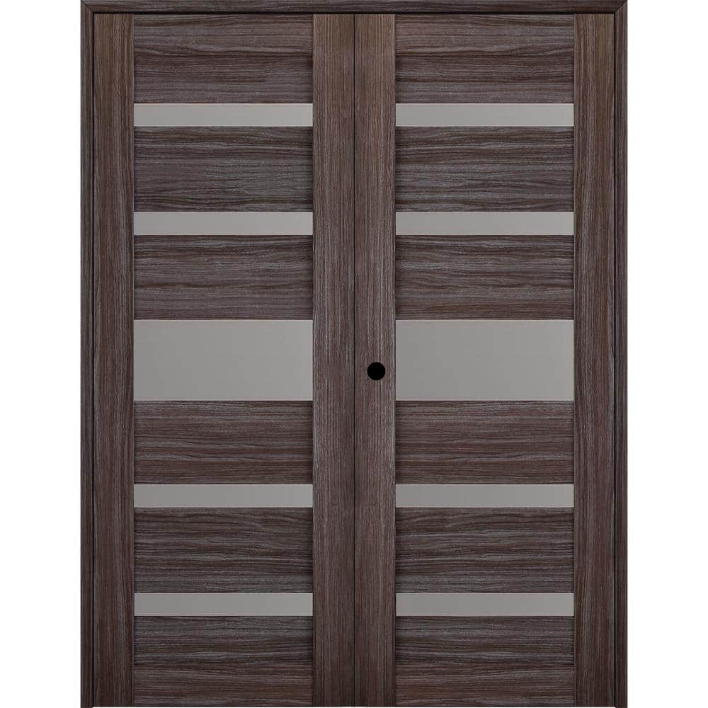 Gina 56 in. x 84 in. Right Hand Active 5-Lite Gray Oak Wood Composite Double Prehung Interior Door price history on PriceWatchPro