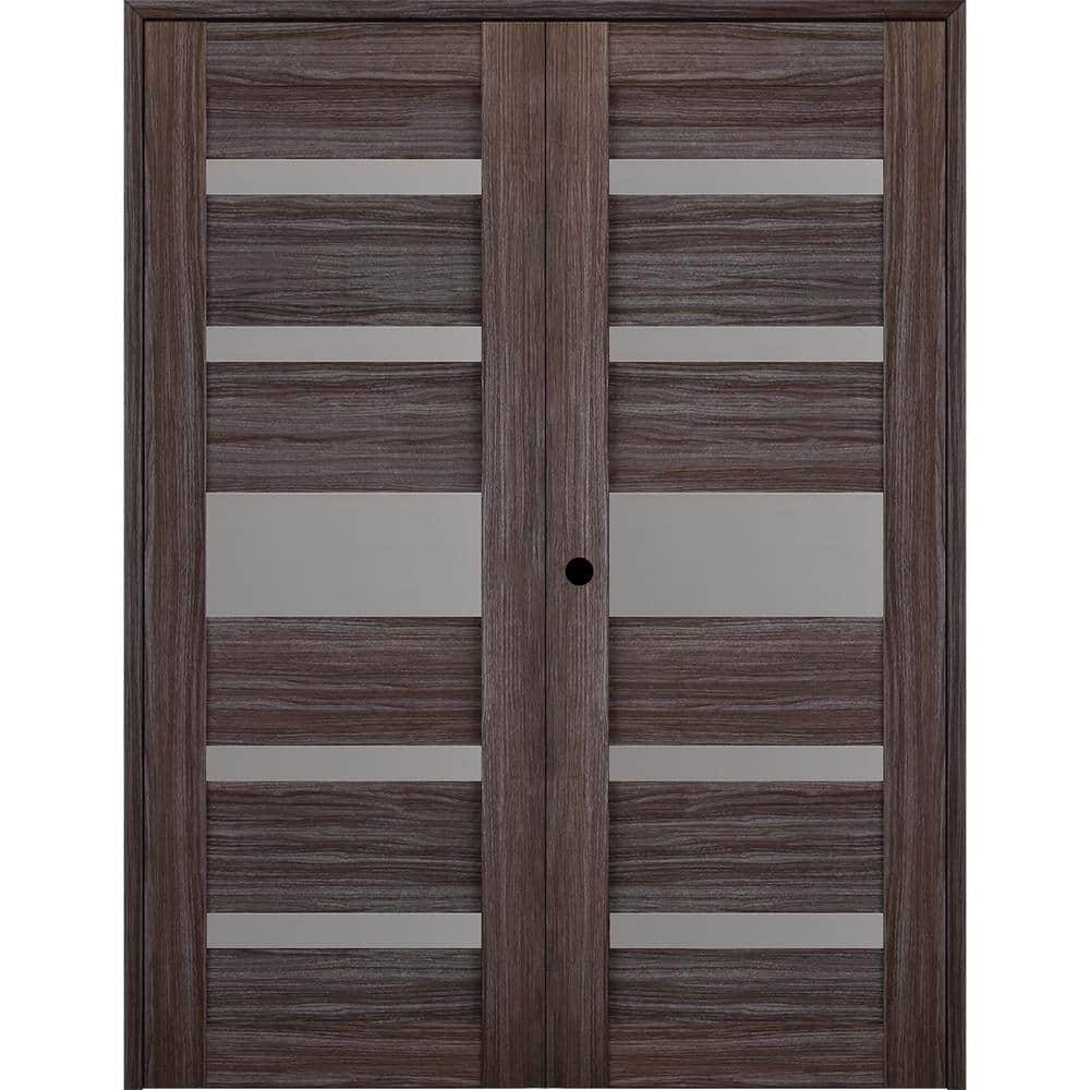 Belldinni Gina 72 in. x 96 in. Right Hand Active 5-Lite Gray Oak Wood ...