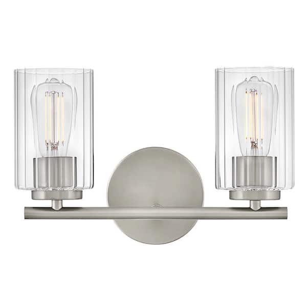 Leta 13.75 in. 2-Light Brushed Nickel Vanity Light