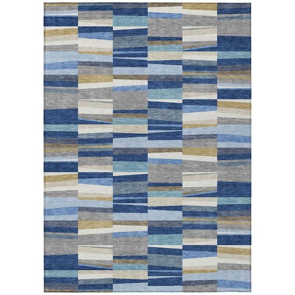 Chantille Machine Washable Indoor/Outdoor Abstract ACN2575 Navy 10 ft. x 14 ft. Area Rug