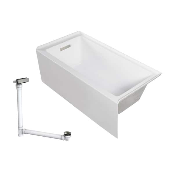 Transolid Unity 60 in. x 30 in. Soaking Bathtub with Left Drain in White/Brushed Nickel