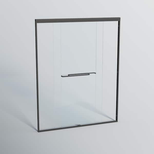 Lively 48 in. W x 72 in. H Double Sliding Semi-frameless Bypass Shower Door in Matte Black with 1/4 in. Tempered Glass