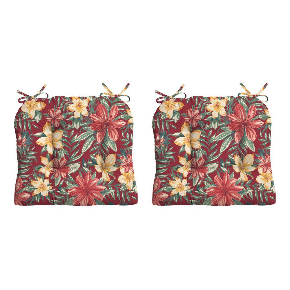 20 in. x 18 in. Ruby Clarissa Rectangle Outdoor Seat Cushion (2-Pack)