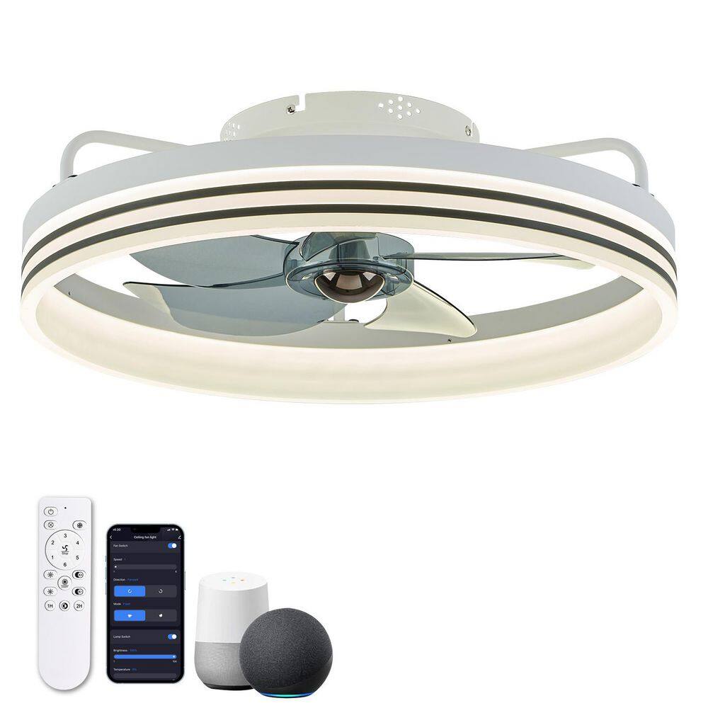 20 in. Small Indoor Flush Mount Ceiling Fan with Light and Remote Smart App Control Modern White Dimmable LED Fandelier price history on PriceWatchPro
