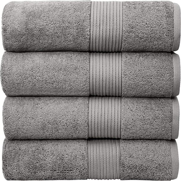 6-Piece Luxury Cotton Bath Towel Set, 56"L x 34"W - Grey