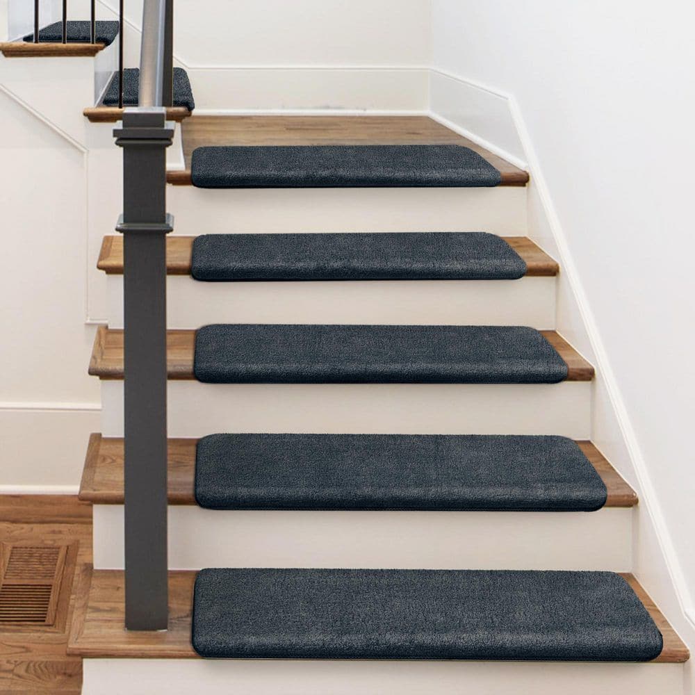 Dark Gray Ultra Plush Non-Slip Stair Treads, 9.5" x 30"