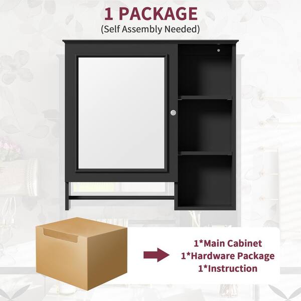 Cesicia 28.85 in. W x 28 in. H Rectangular Surface Mount White Bathroom Medicine Cabinet with Mirror and 2 Open Shelves