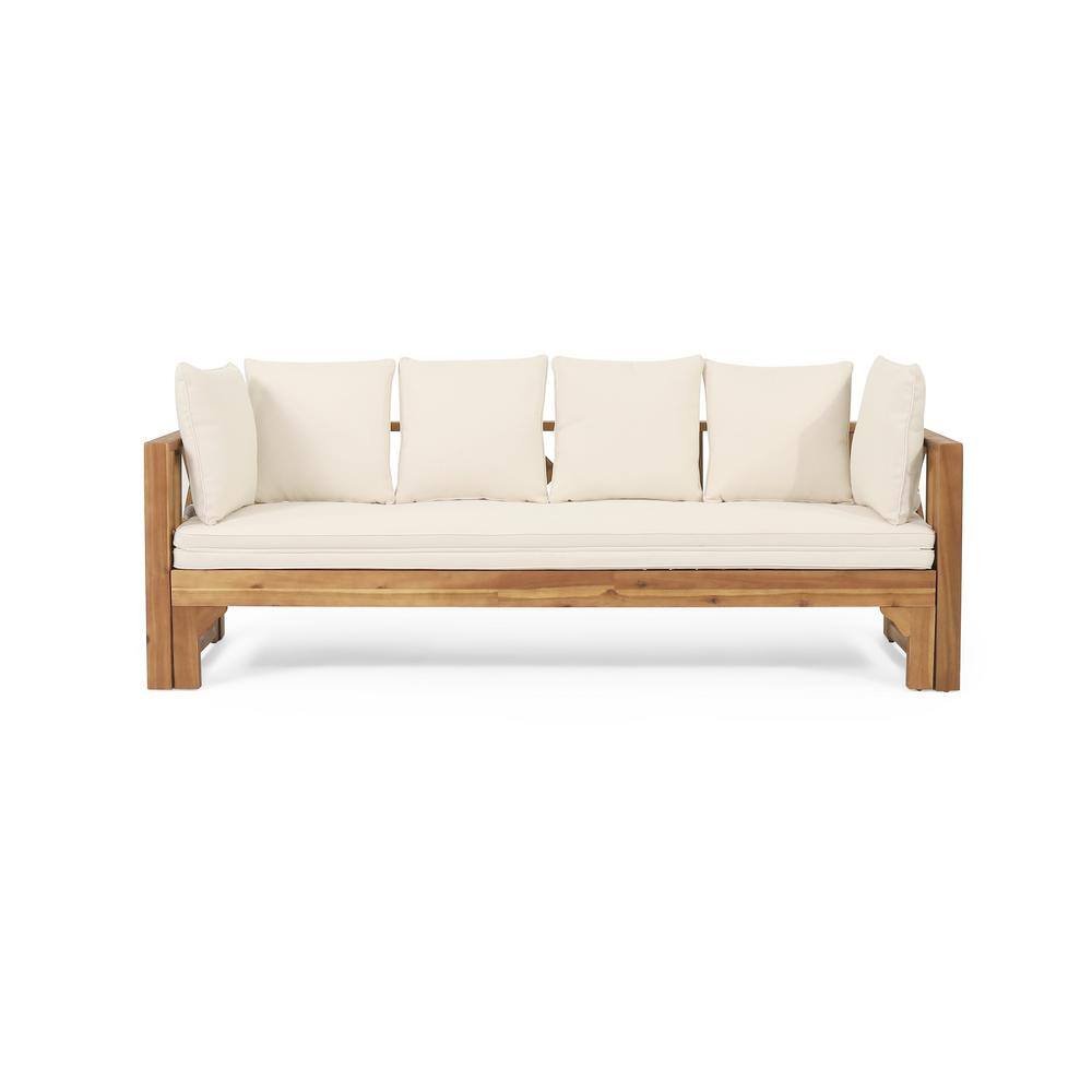 Long Beach Natural Wood Outdoor Day Bed with Water-Resistant Beige Cushions price history on PriceWatchPro