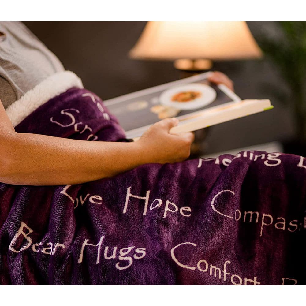 Purple Reversible Faux Fur and Sherpa Throw Blanket