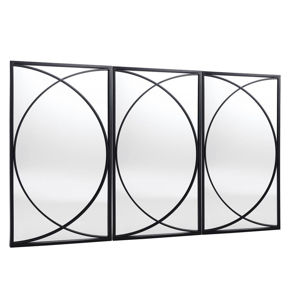 LuxenHome 3-Piece Black Metal Rectangular Wall Mirror Set