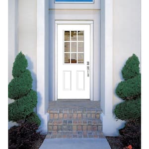 32 in. x 80 in. 9 Lite Left Hand Inswing Painted Steel Prehung Front Exterior Door No Brickmold