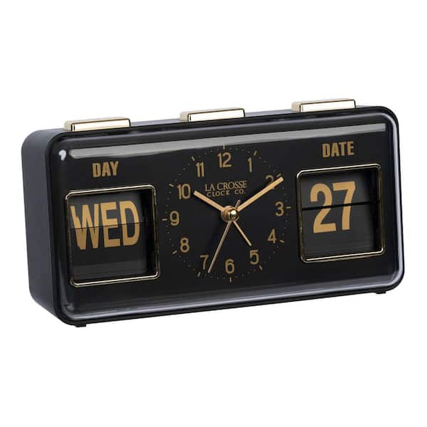 La Crosse Clock Daily Flip Black Tabletop Alarm Clock with