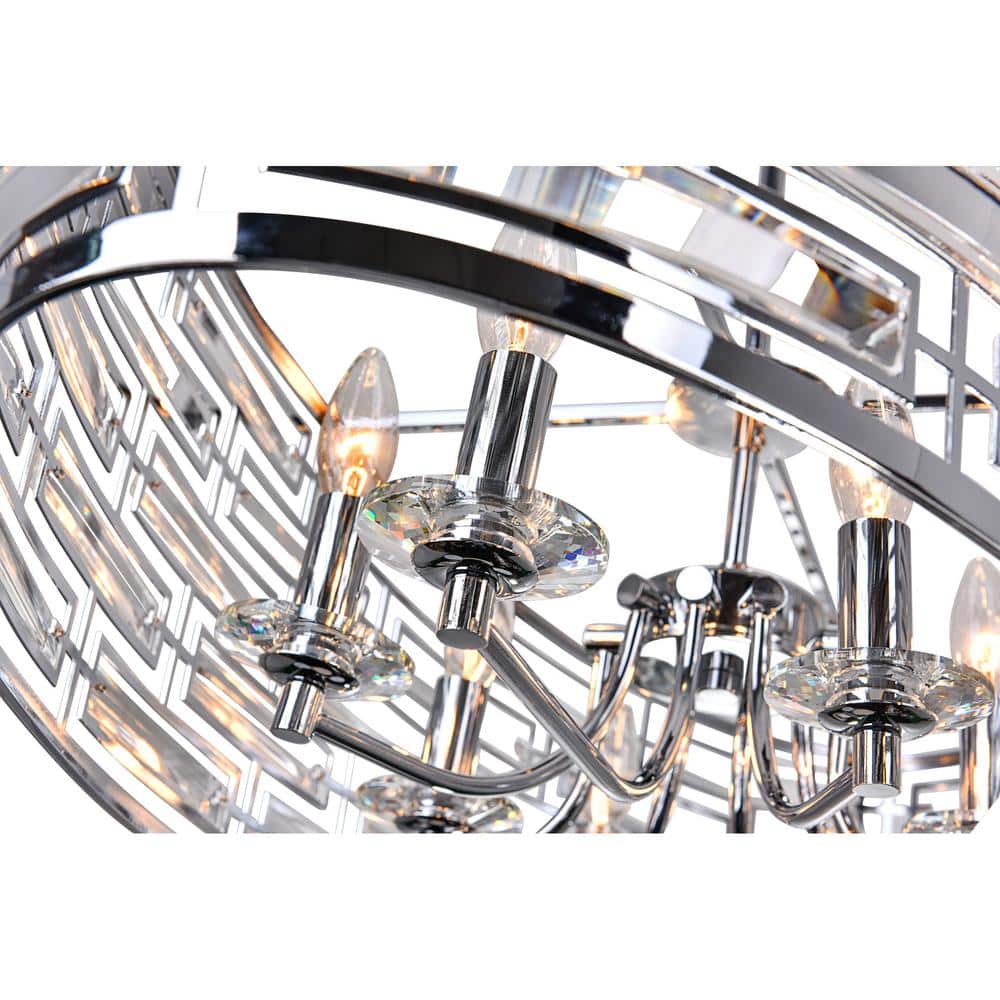 Petia Chrome Crystal Drum LED Chandelier - 39"x18"