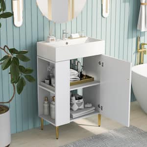Victoria 22 in. W x 12 in. D x 34 in. H Freestanding Single Sink Bath Vanity in White with White Integrated Countertop
