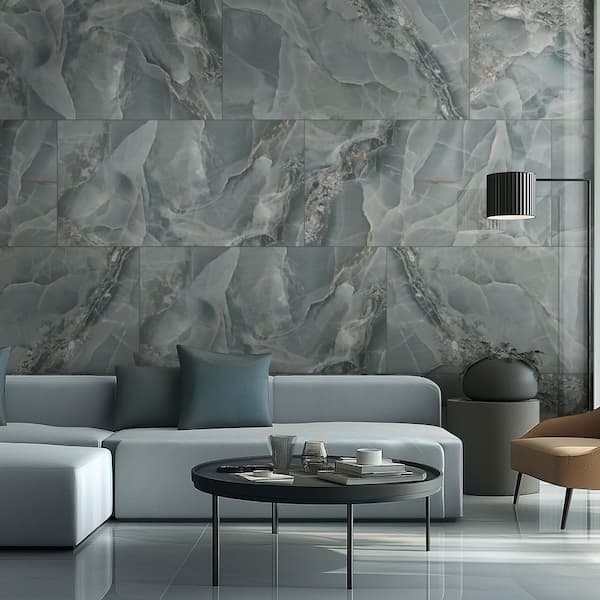 Kendall Tempesta 24 in. x 48 in. Polished Blue Porcelain Floor and Wall Tile (432 sq. ft. /Pallet)