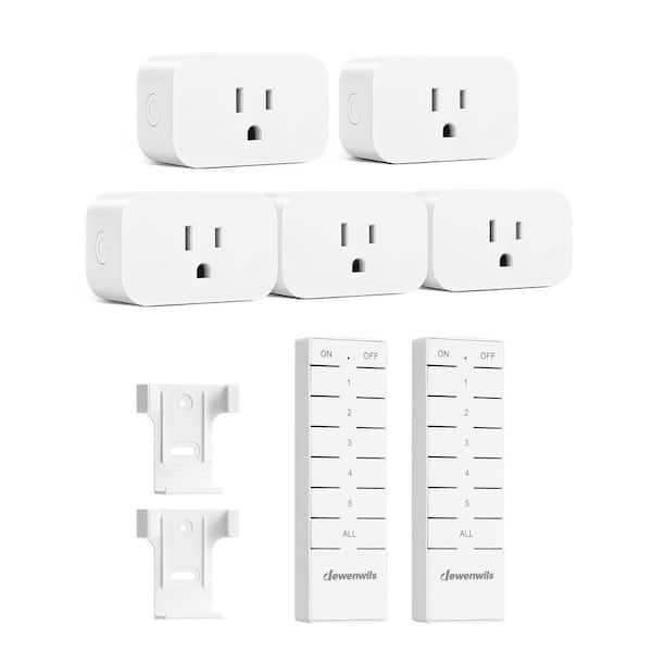 DEWENWILS Indoor Remote Control Outlet Switch Set, White, 2 Remote and 5 Outlets