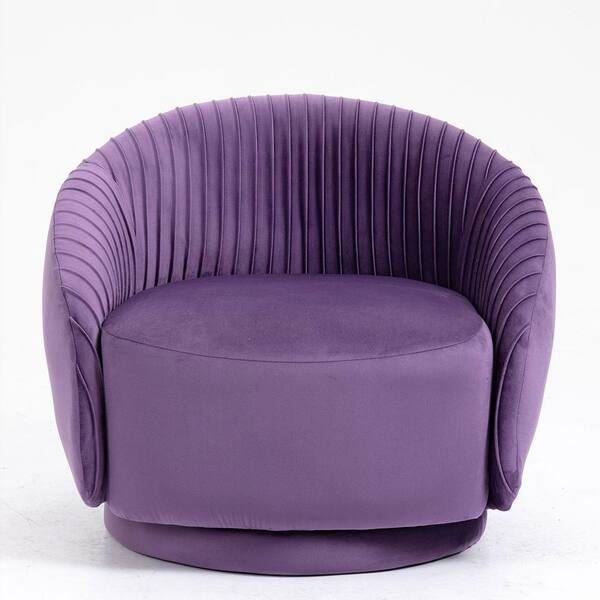 Unbranded Nordic Purple Swivel Embossing Velvet Barrel Chair