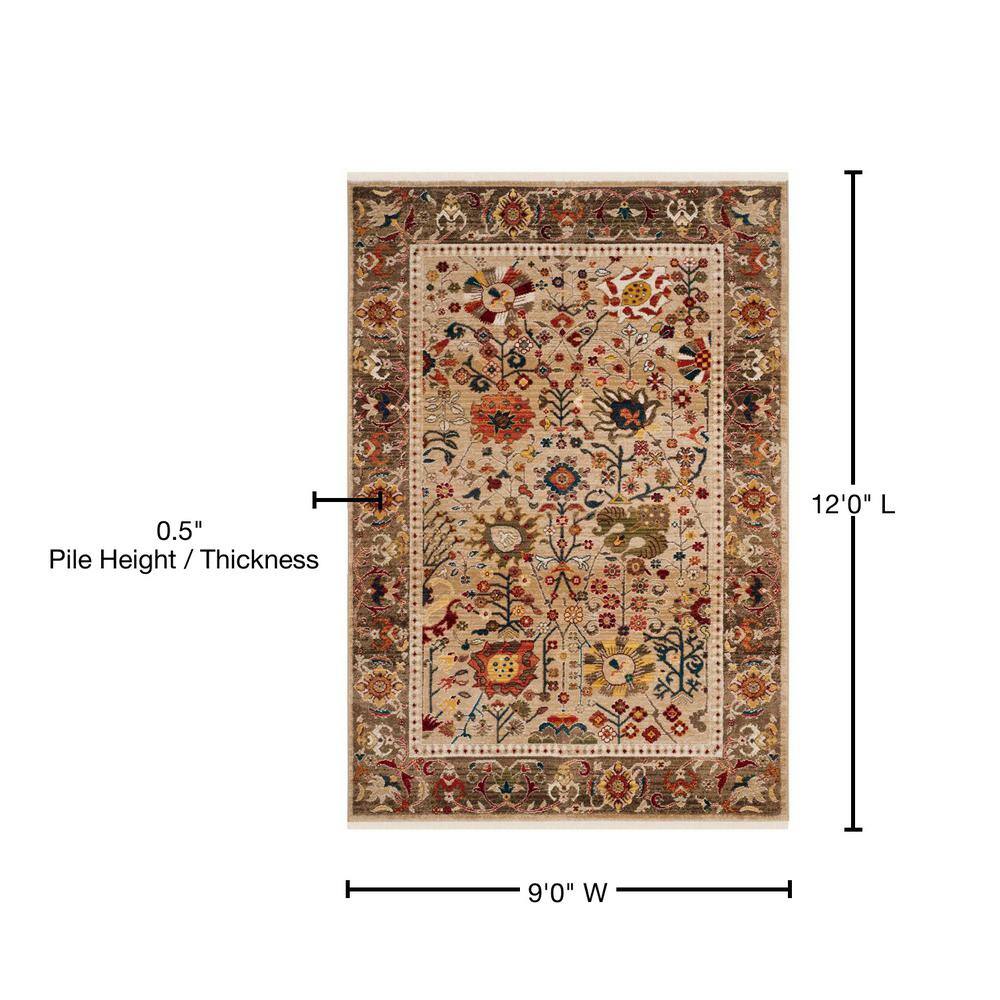 Kashan Beige and Taupe 9' x 12' Synthetic Area Rug