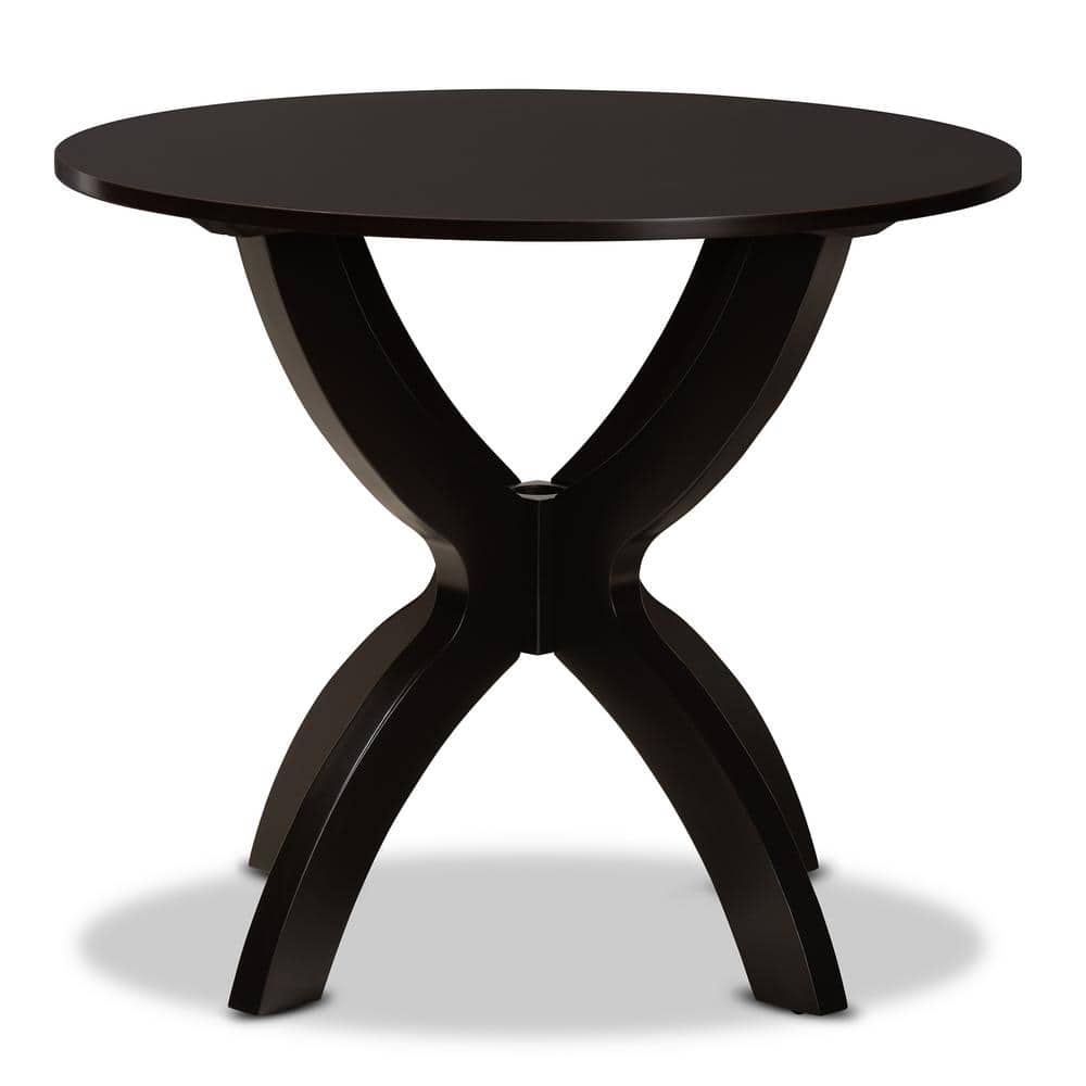 Contemporary 36" Round Dark Brown Wood Dining Table for Four