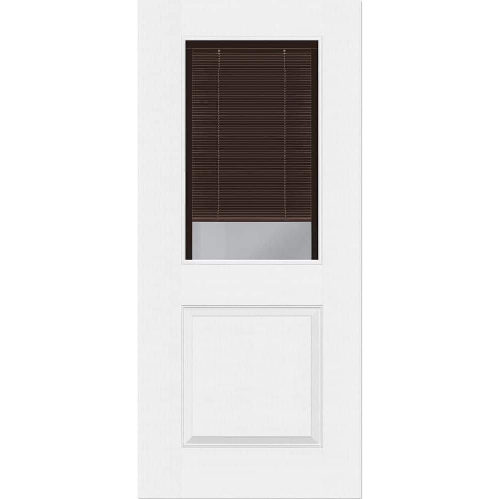 Legacy 36 in. x 80 in. Universal Handing 1/2-Lite Clear Glass Mocha Miniblind White Finish Fiberglass Front Door Slab price history on PriceWatchPro