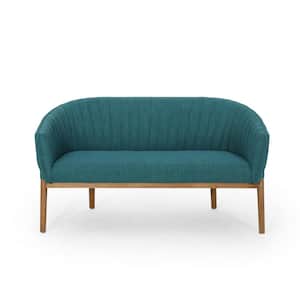 Galena 55 in. Teal Solid Fabric 2-Seats Loveseats with Armrests