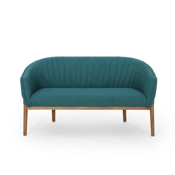 Noble House Galena 55 in. Teal Solid Fabric 2-Seats Loveseats with Armrests