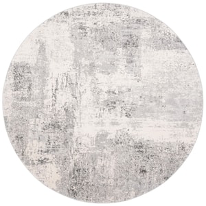 Invista Grey/Ivory 7 ft. x 7 ft. Geometric Abstract Round Area Rug